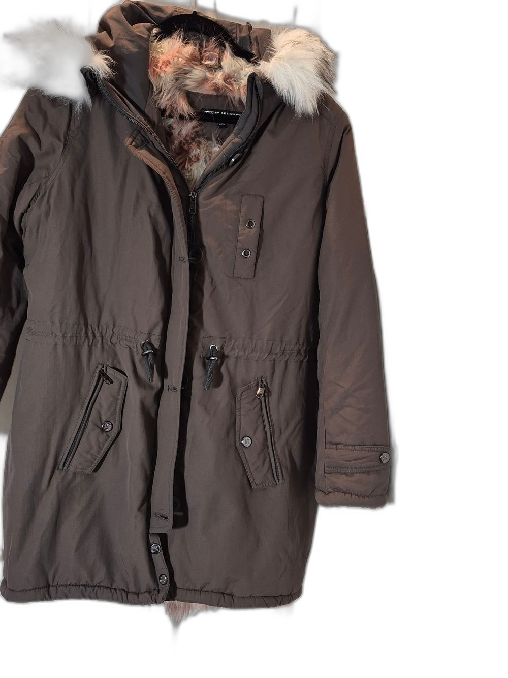 Steve Madden Pink and Cream Faux Fur Lined Jacket w/Hood